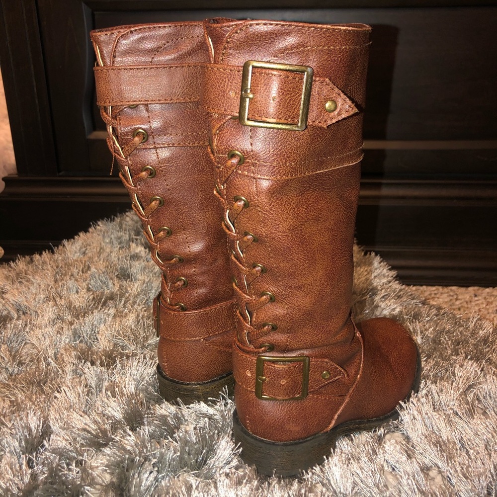 Madden Girl Brown Leather Riding Boot Size 6
